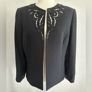 Tahari Black Embellished Evening Jacket